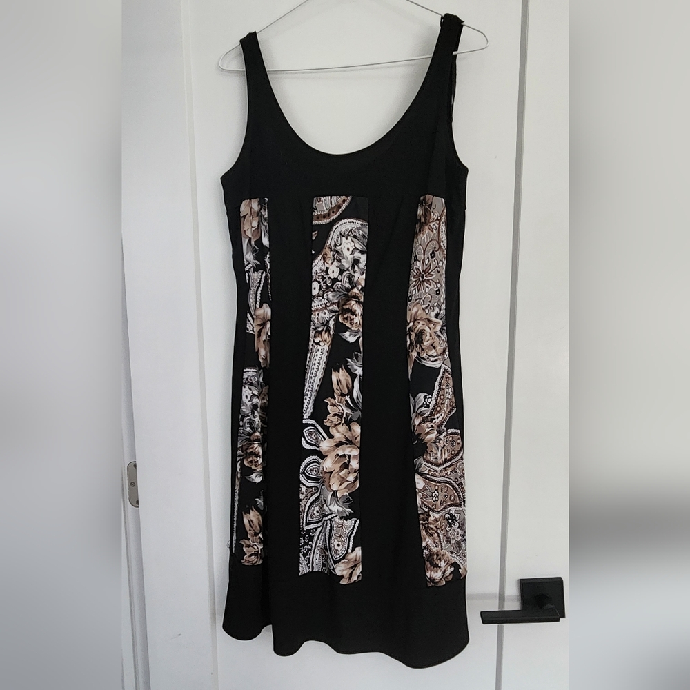 Black Dress with Floral and Paisley Print